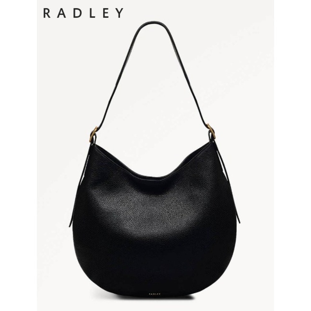 Radley London Kensignton Place Pebble Grain Leather Hobo Bag Black Gold Hardware - Picture 13 of 13